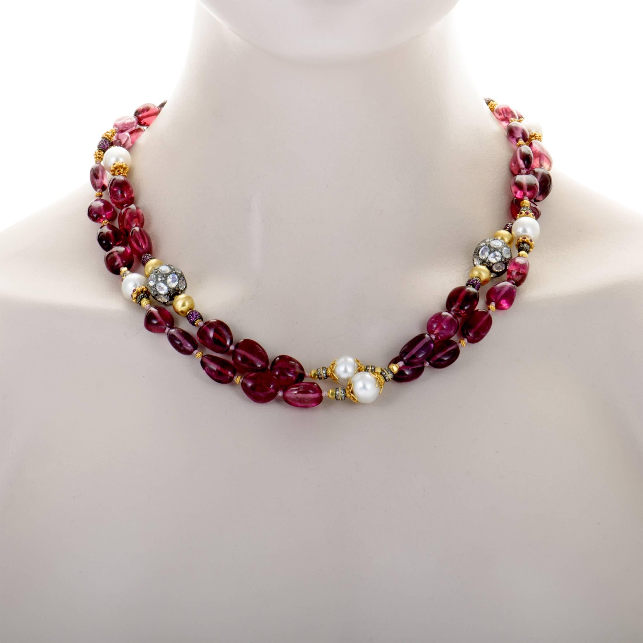 Verdura Diamond and Multi-Stone Gold Necklace In Excellent Condition In Southampton, PA