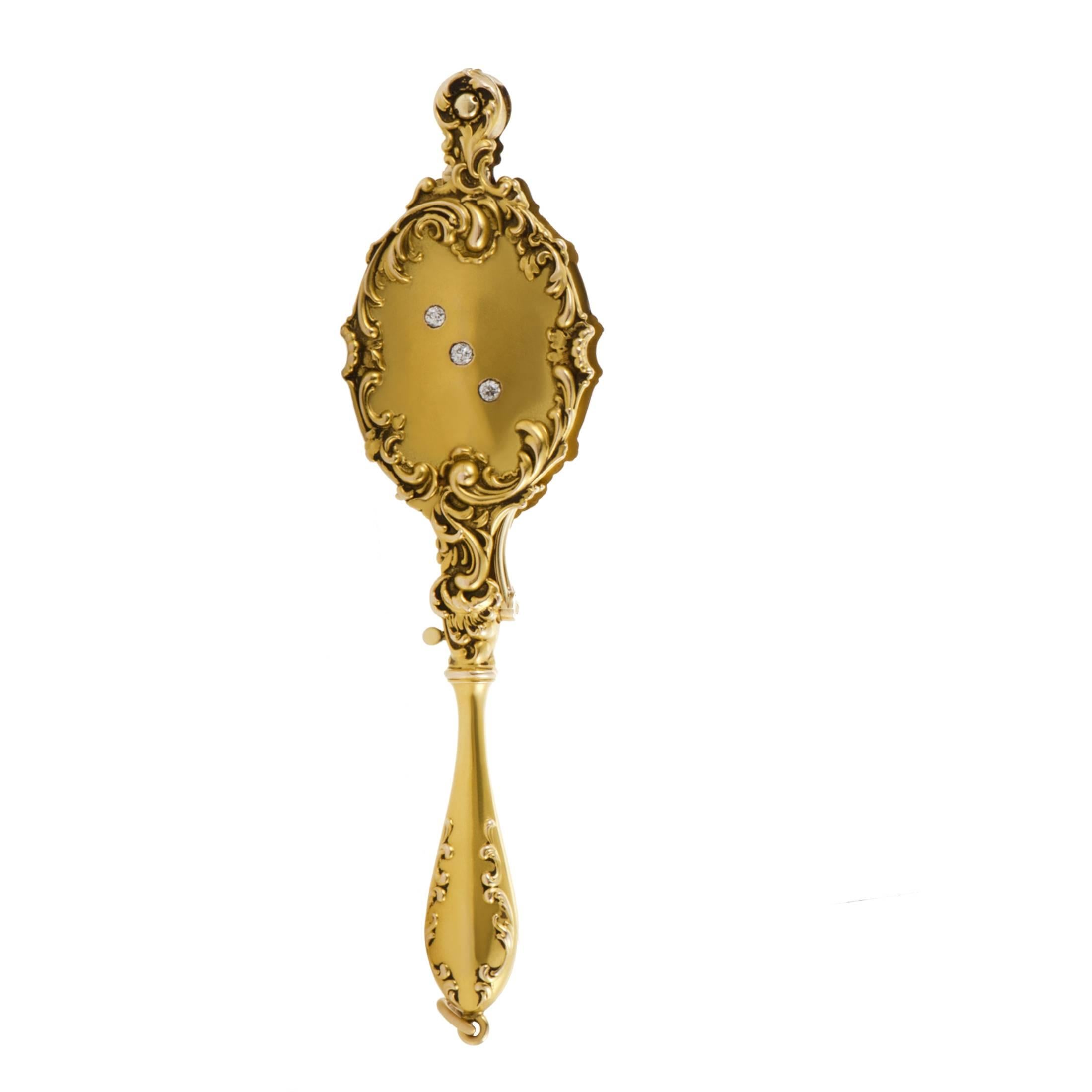Diamond Yellow Gold Lorgnette In Excellent Condition In Southampton, PA