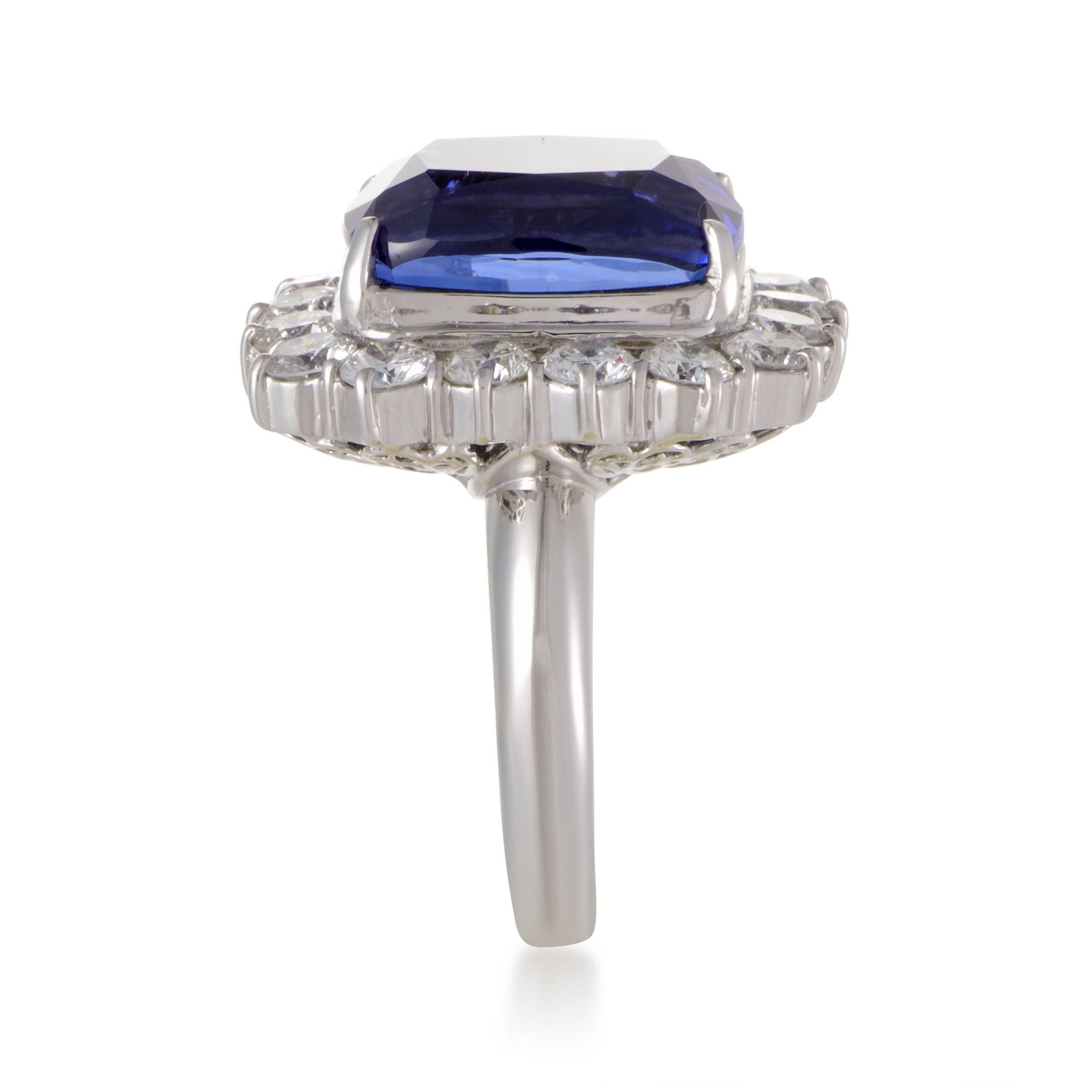 Tanzanite Diamond Platinum Cocktail Ring In Excellent Condition In Southampton, PA