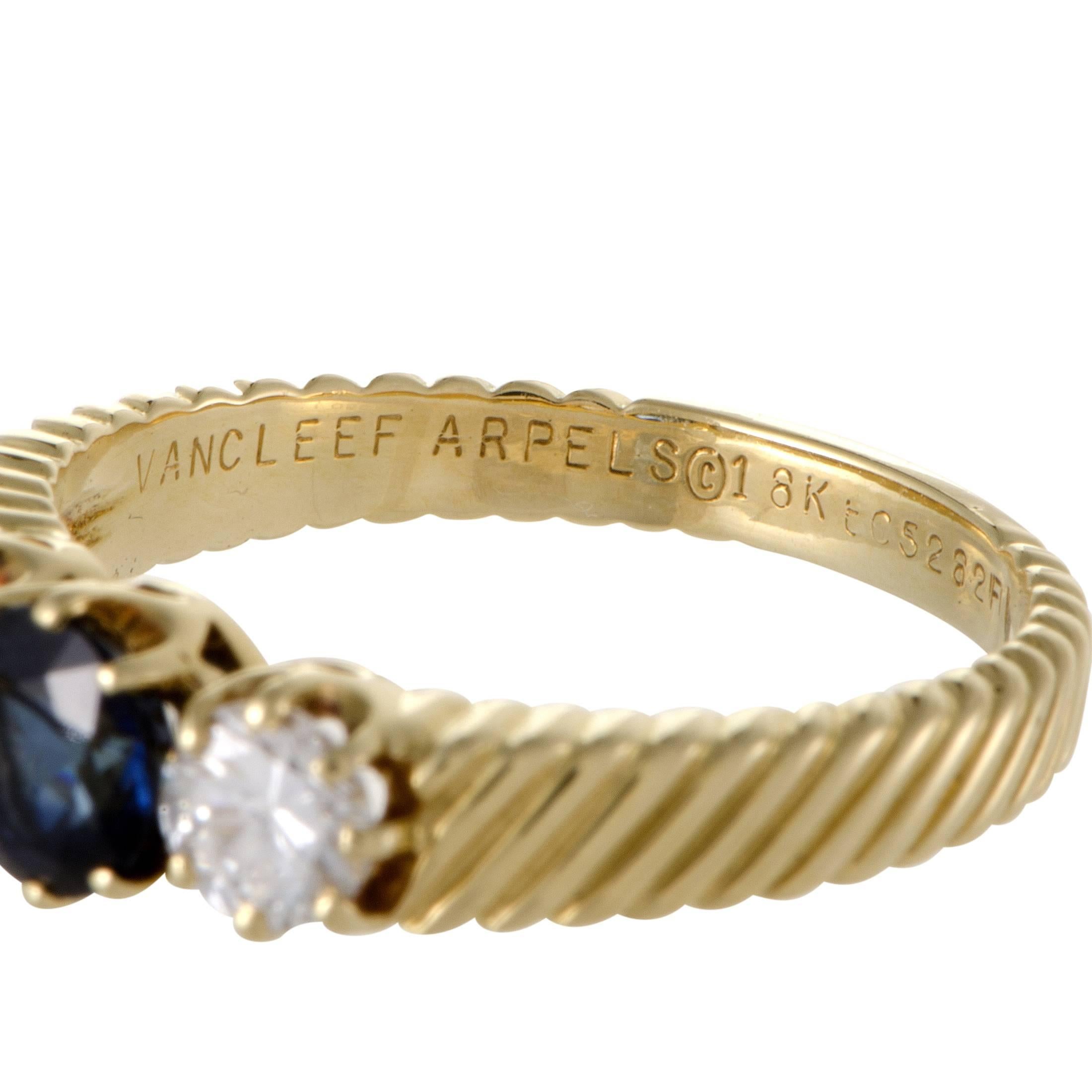 Van Cleef & Arpels Sapphire Diamond Gold Band Ring 1