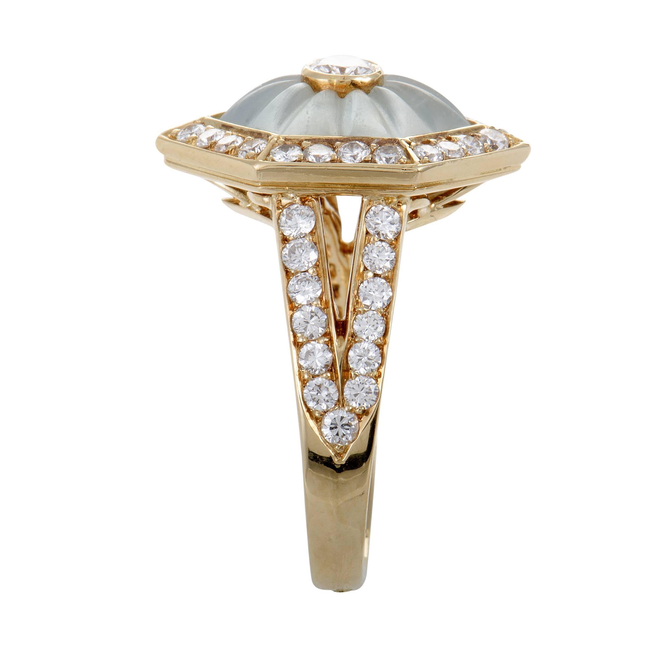 Boucheron Blue Crystal Diamond Yellow Gold Ring In Excellent Condition In Southampton, PA