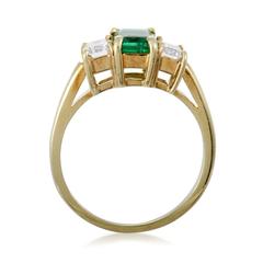 Tiffany & Co. Emerald Diamond Yellow Gold Ring