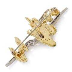 Hammerman Brothers Diamond Yellow Gold Pave Platinum Brooch