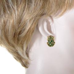 David Webb Ruby and Enameled Yellow Gold Frog Clip-On Earrings