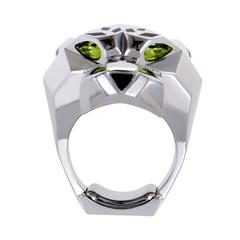 Cartier Panthere Men's Peridot Onyx White Gold Ring