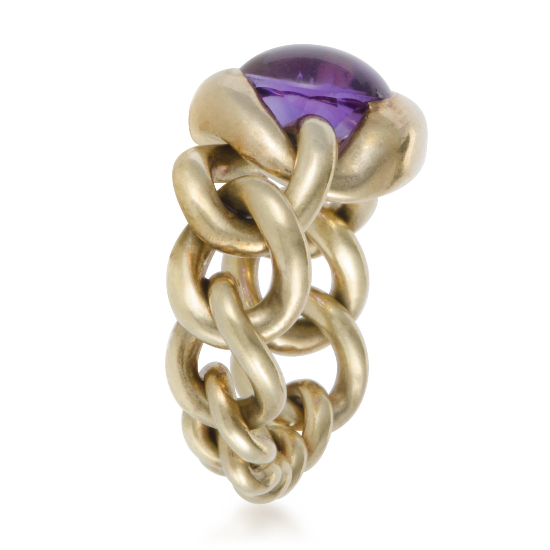 Chanel Amethyst Yellow Gold Ring In Excellent Condition In Southampton, PA