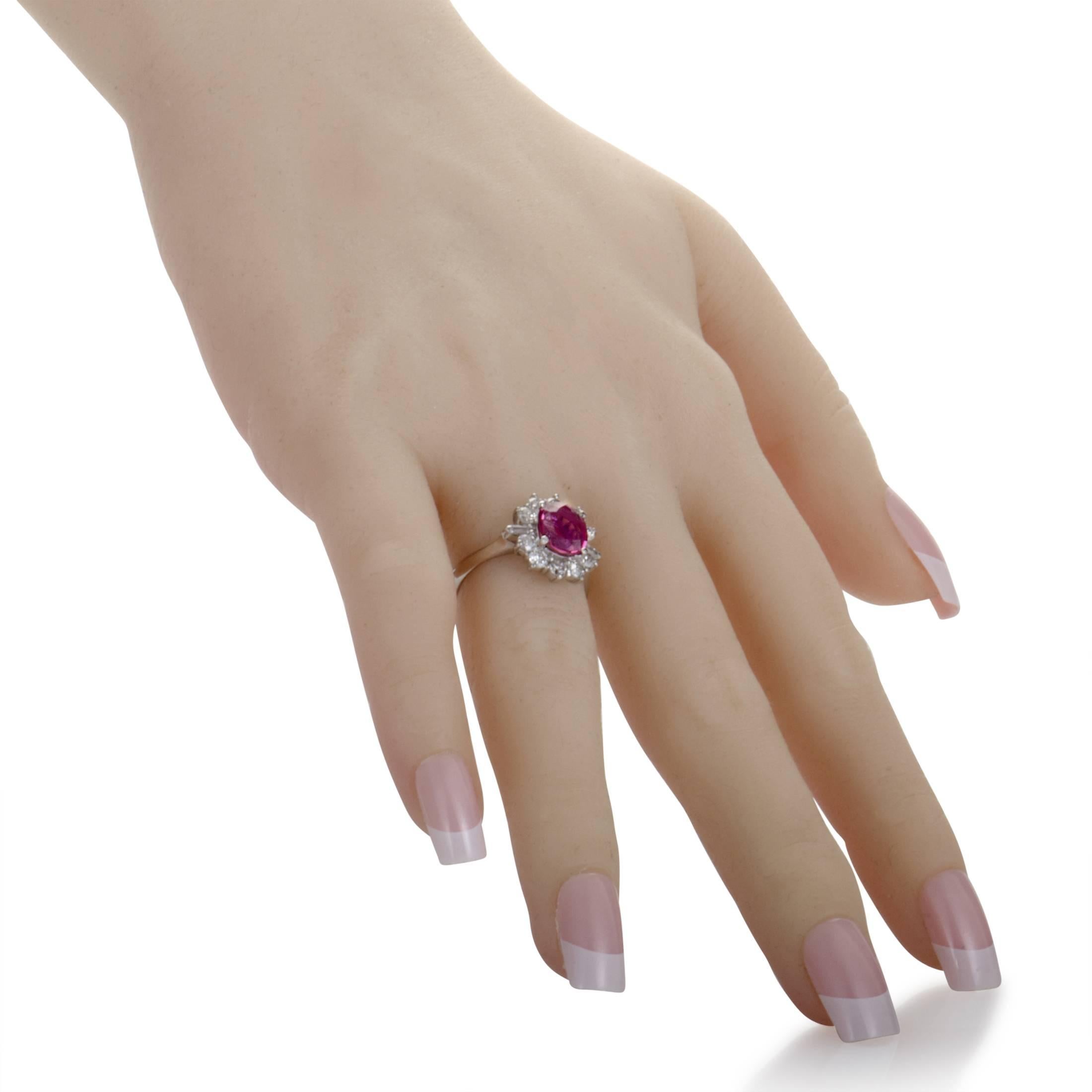Women's Diamond Ruby Platinum Ring