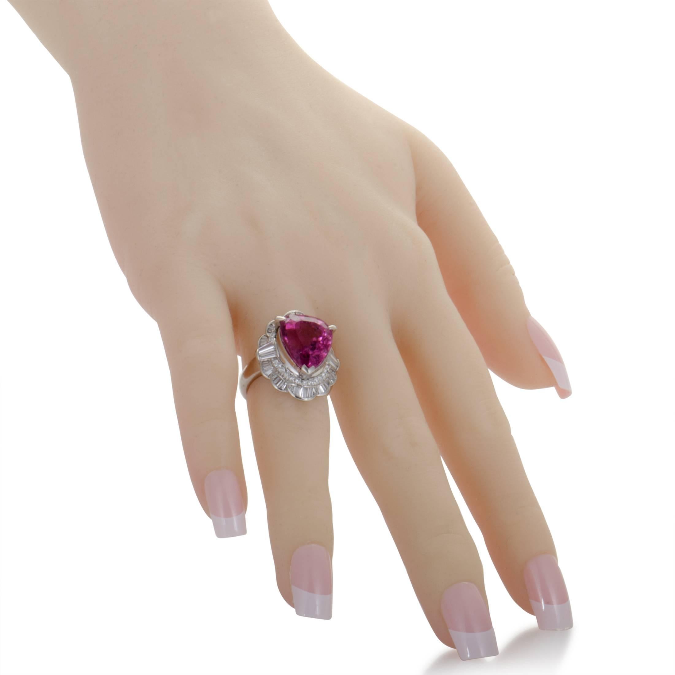 Women's Pink Tourmaline Diamond Platinum Ring