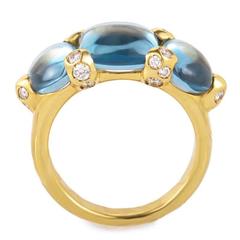 Pomellato Sassi Diamond Topaz Yellow Gold Band Ring