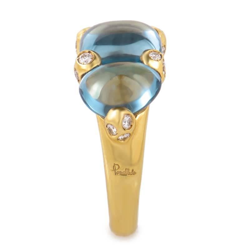 Pomellato Sassi Diamond Topaz Yellow Gold Band Ring In Excellent Condition In Southampton, PA