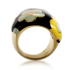 Pasquale Bruni Enameled Yellow Gold Flower Ring