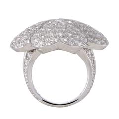Cartier Jahrestag-Cocktailring mit Kleeblatt aus Weißgold mit Volldiamantpavé