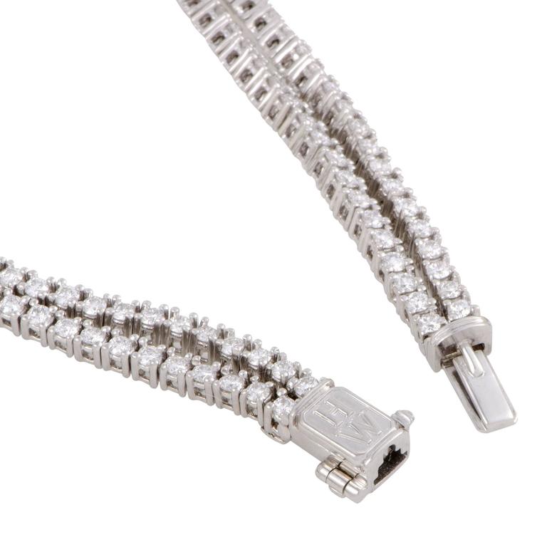 Harry Winston Diamond and Platinum Double Tennis Bracelet at 1stDibs