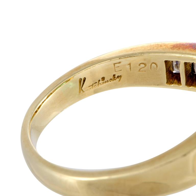 Kutchinsky Emerald Diamond Yellow Gold Ring at 1stDibs