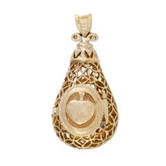 Mitsuo Kaji Diamond Ruby and Emerald Yellow Gold Locket Pendant