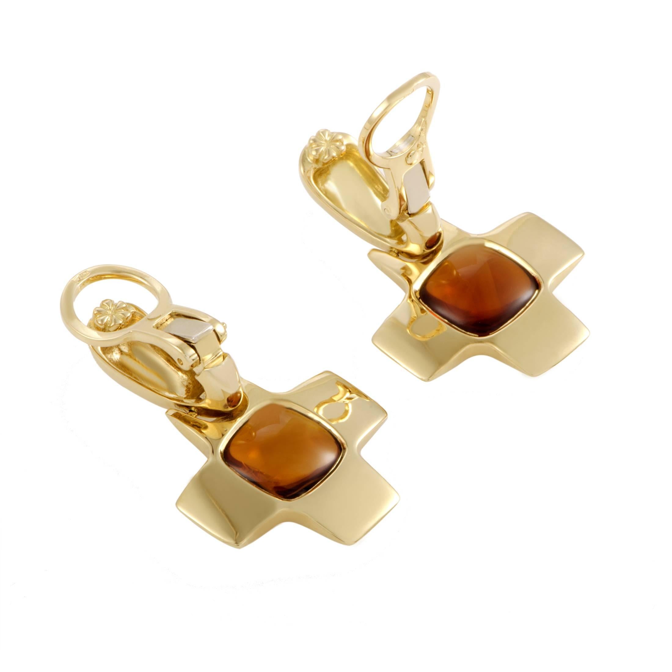 Pomellato Citrine Yellow Gold Clip-On Earrings In Excellent Condition In Southampton, PA