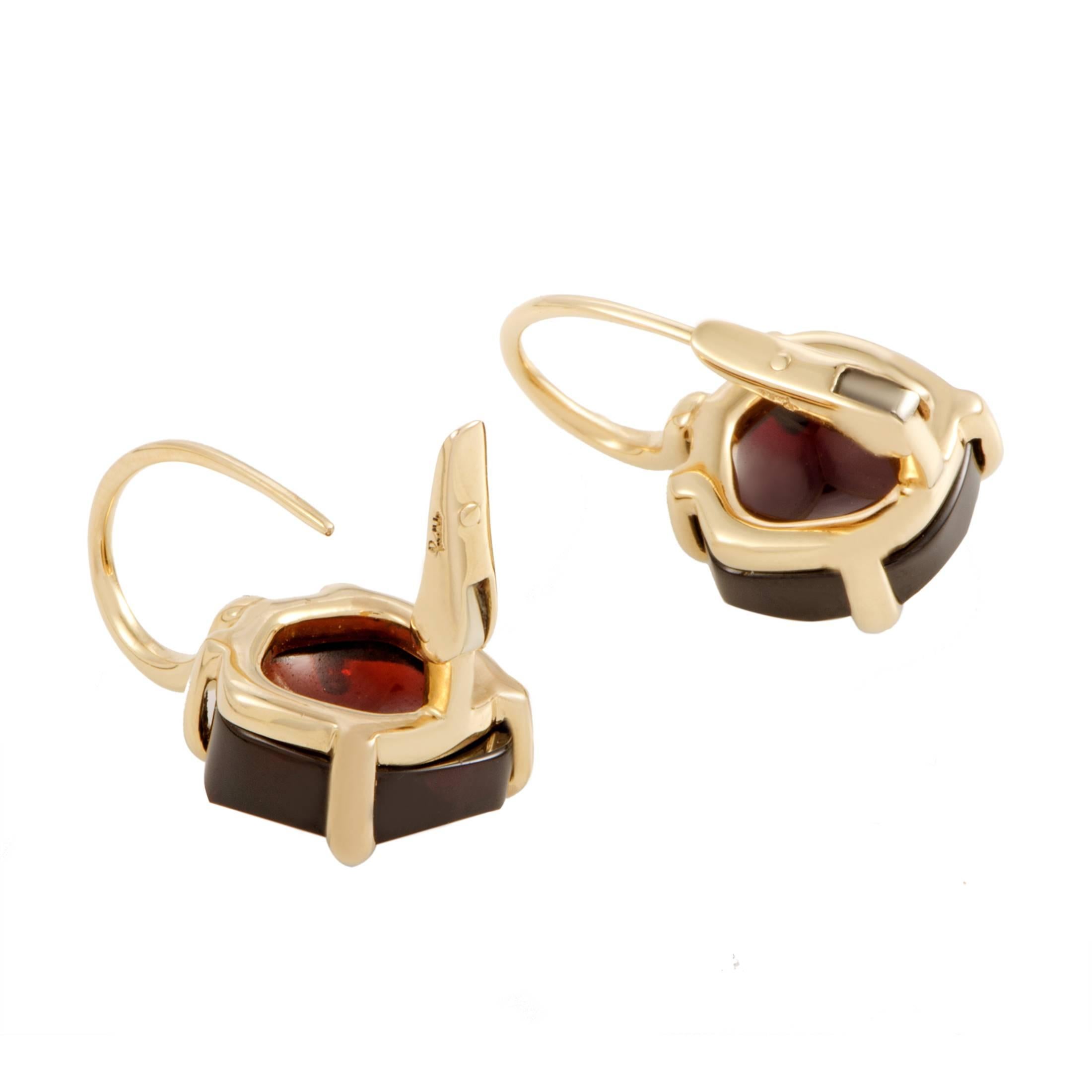 Pomellato Lola Garnet Yellow Gold Dangle Earrings In Excellent Condition In Southampton, PA