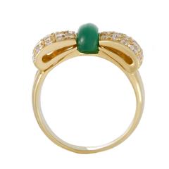 Van Cleef & Arpels Diamond Pave Chrysoprase Gold Bow Ring