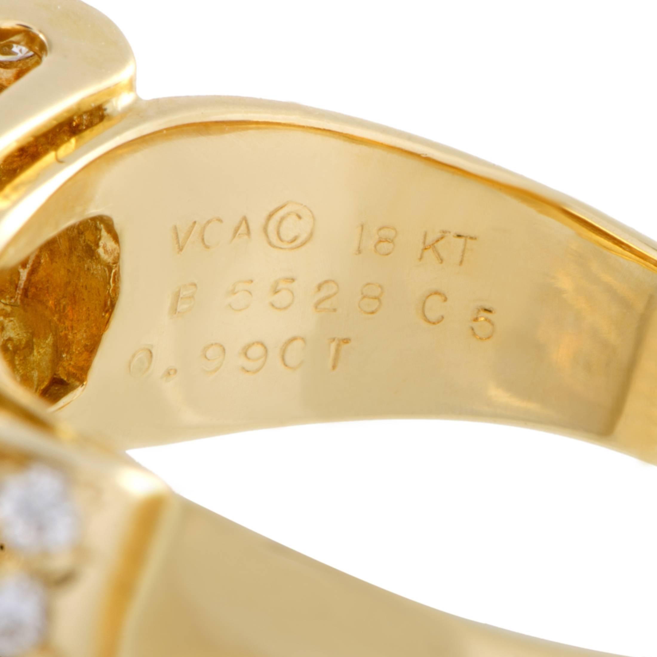 Van Cleef & Arpels Diamond Pave Chrysoprase Gold Bow Ring In Excellent Condition In Southampton, PA