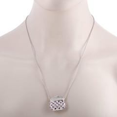Lumiere Pink Sapphire Diamond White Gold Locket Handbag Pendant Necklace
