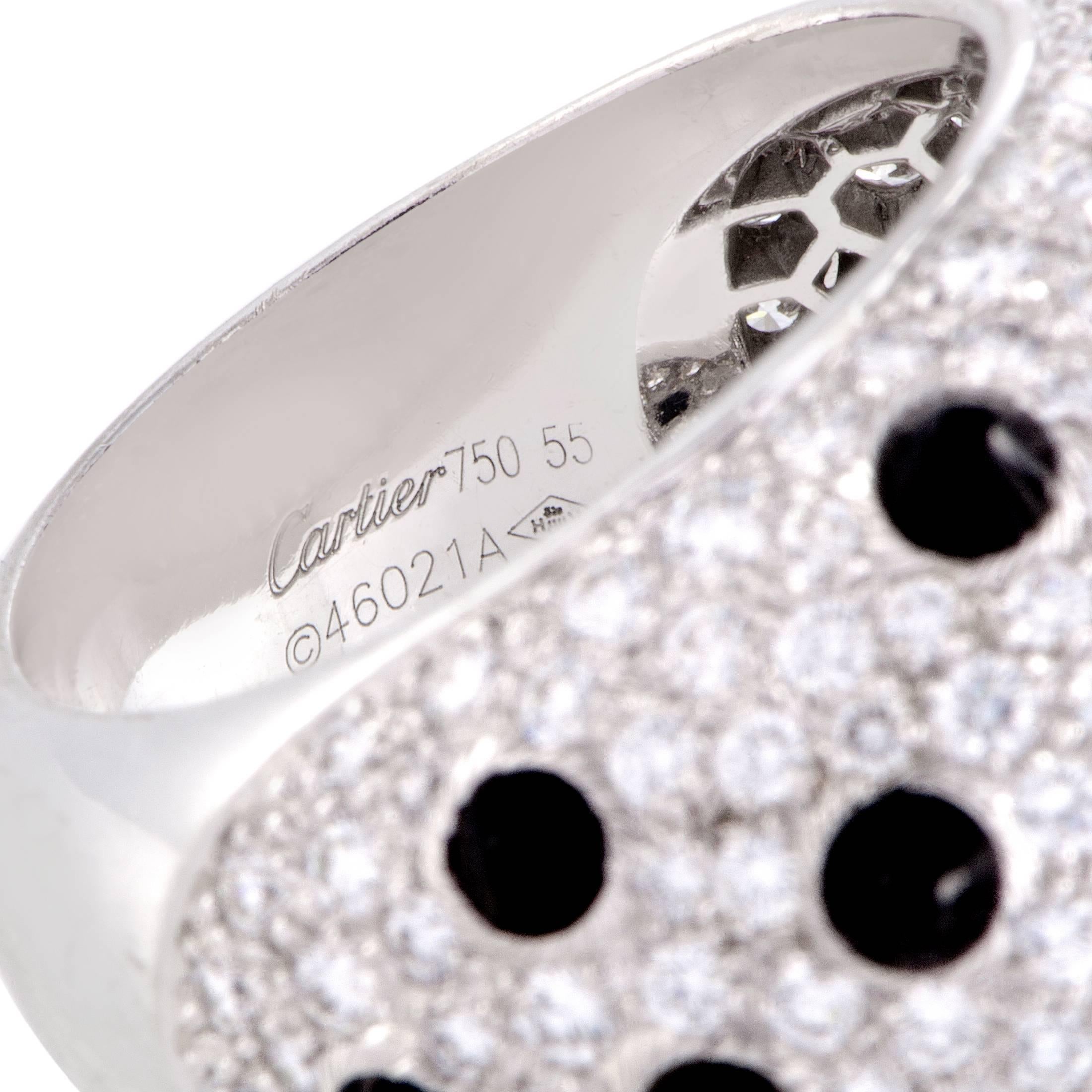 Women's Cartier Panthere Diamond Pave and Onyx Studs Ring