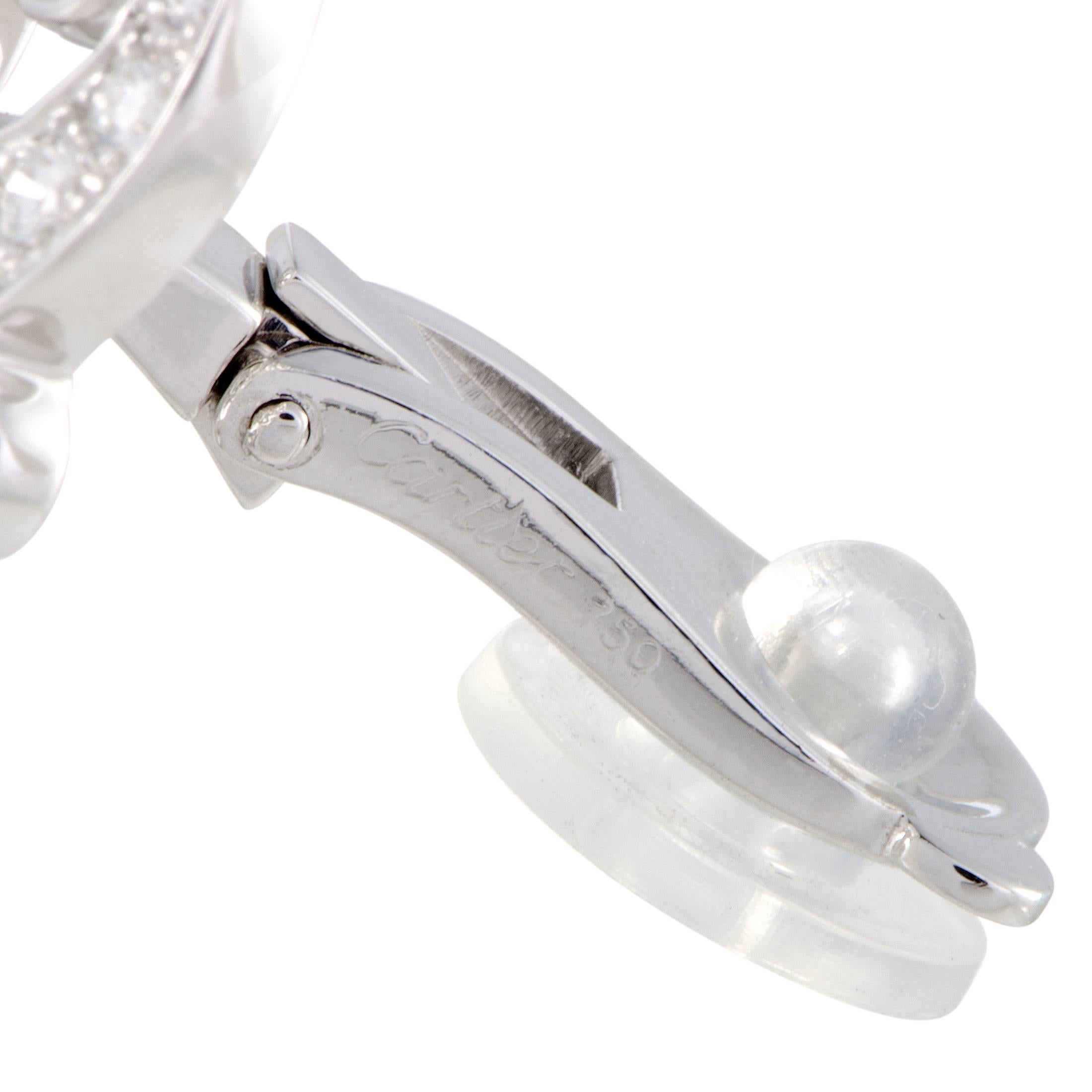 Women's Cartier Dentelle Full Diamond Pave Platinum Clip-On Earrings