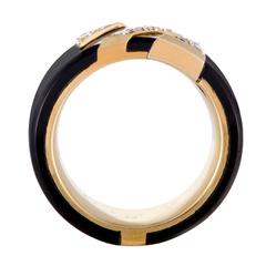 Van Cleef & Arpels Diamond and Onyx 18K Yellow Gold Band Ring