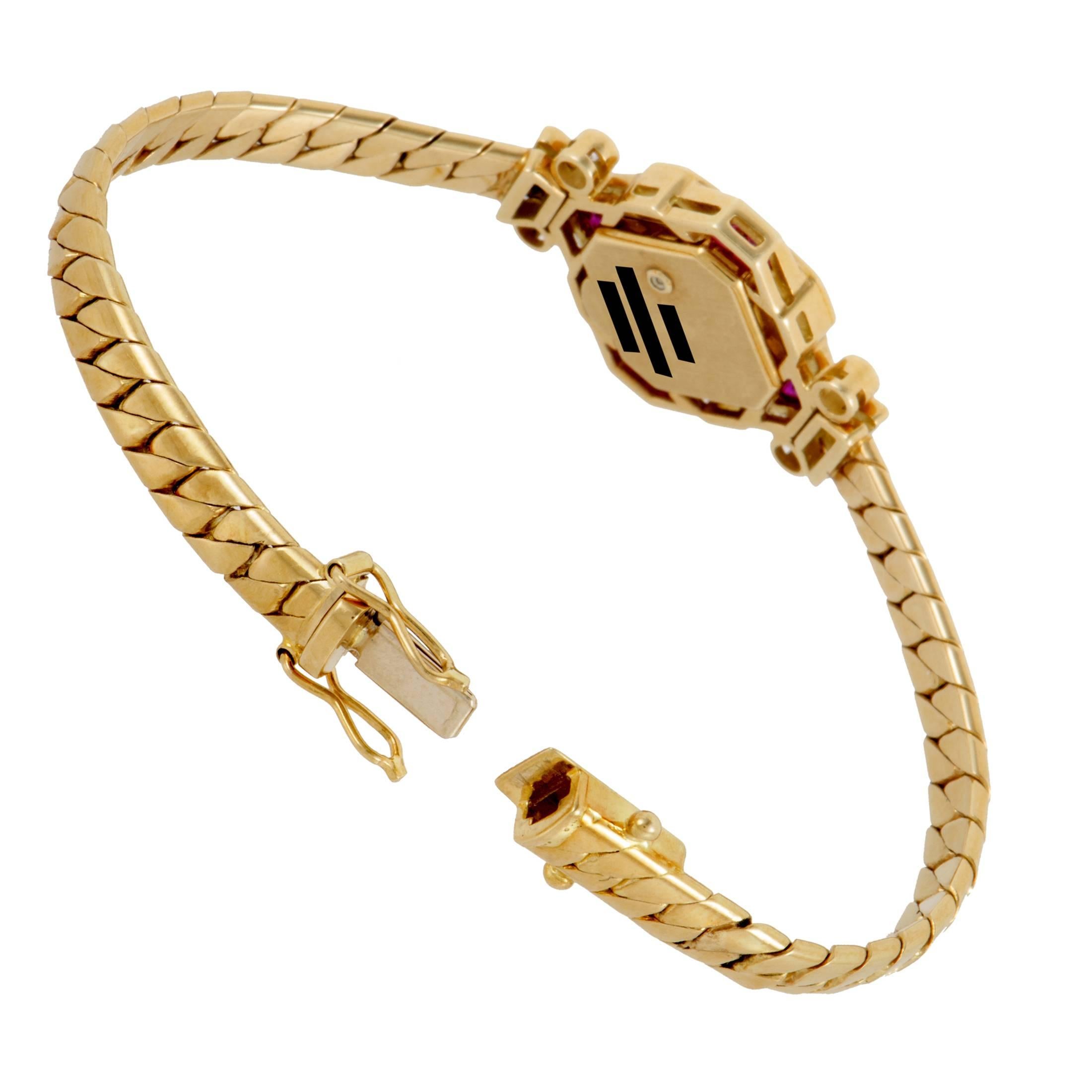 Chopard Ladies Yellow Gold Diamond Ruby Wristwatch 1