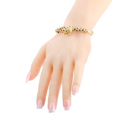 Diamond Ruby and Onyx Yellow Gold Bangle Bracelet