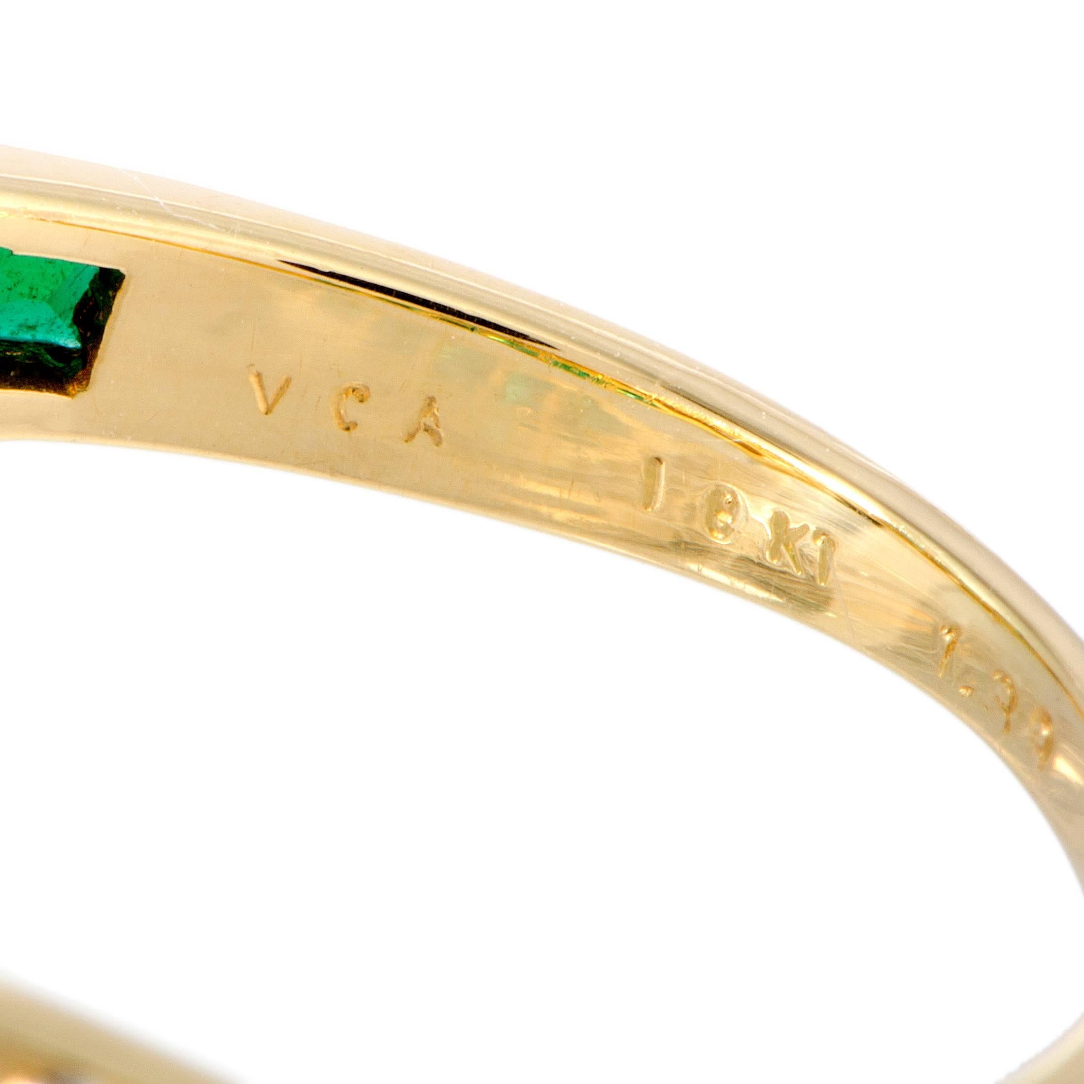 Van Cleef & Arpels Diamond Emerald Yellow Gold Band Ring 1