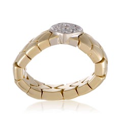 Pomellato Diamond Pave Heart Yellow and White Gold Band Ring
