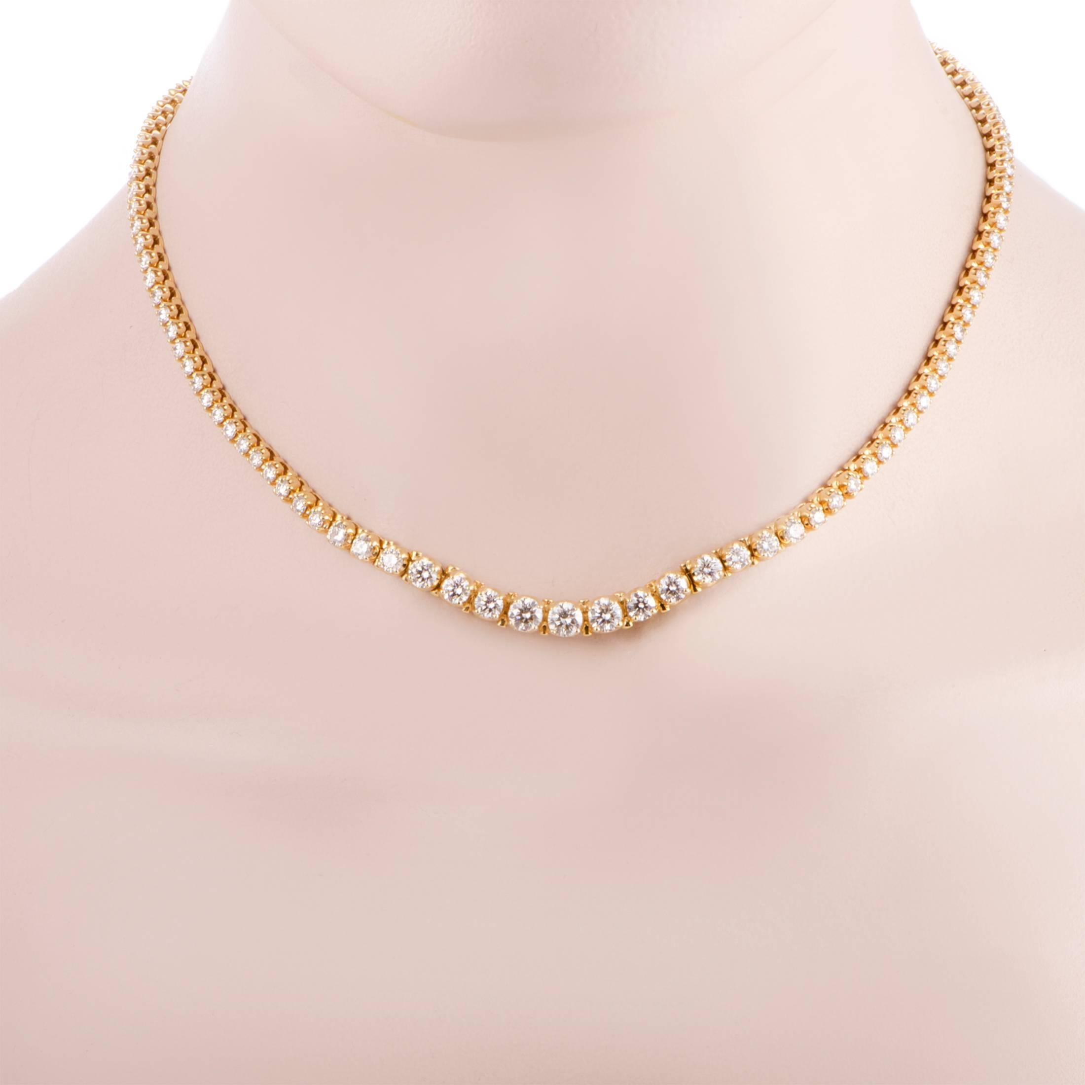 If you are looking for a jewelry piece that will feature classic elegant design with luxurious décor that is eye-catching but at the same time classy and tasteful, this tennis necklace will make a perfect addition to your collection. It is made of