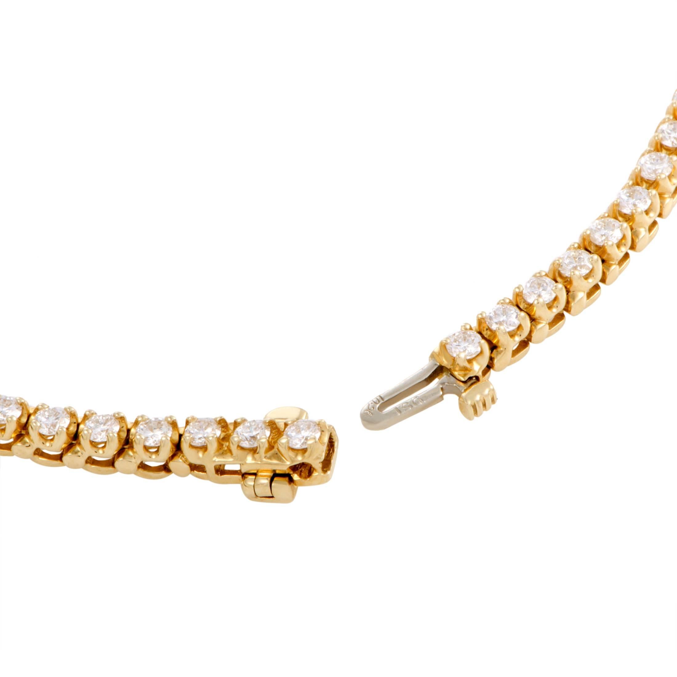 Diamond Strand and Yellow Gold Tennis Necklace In Excellent Condition In Southampton, PA