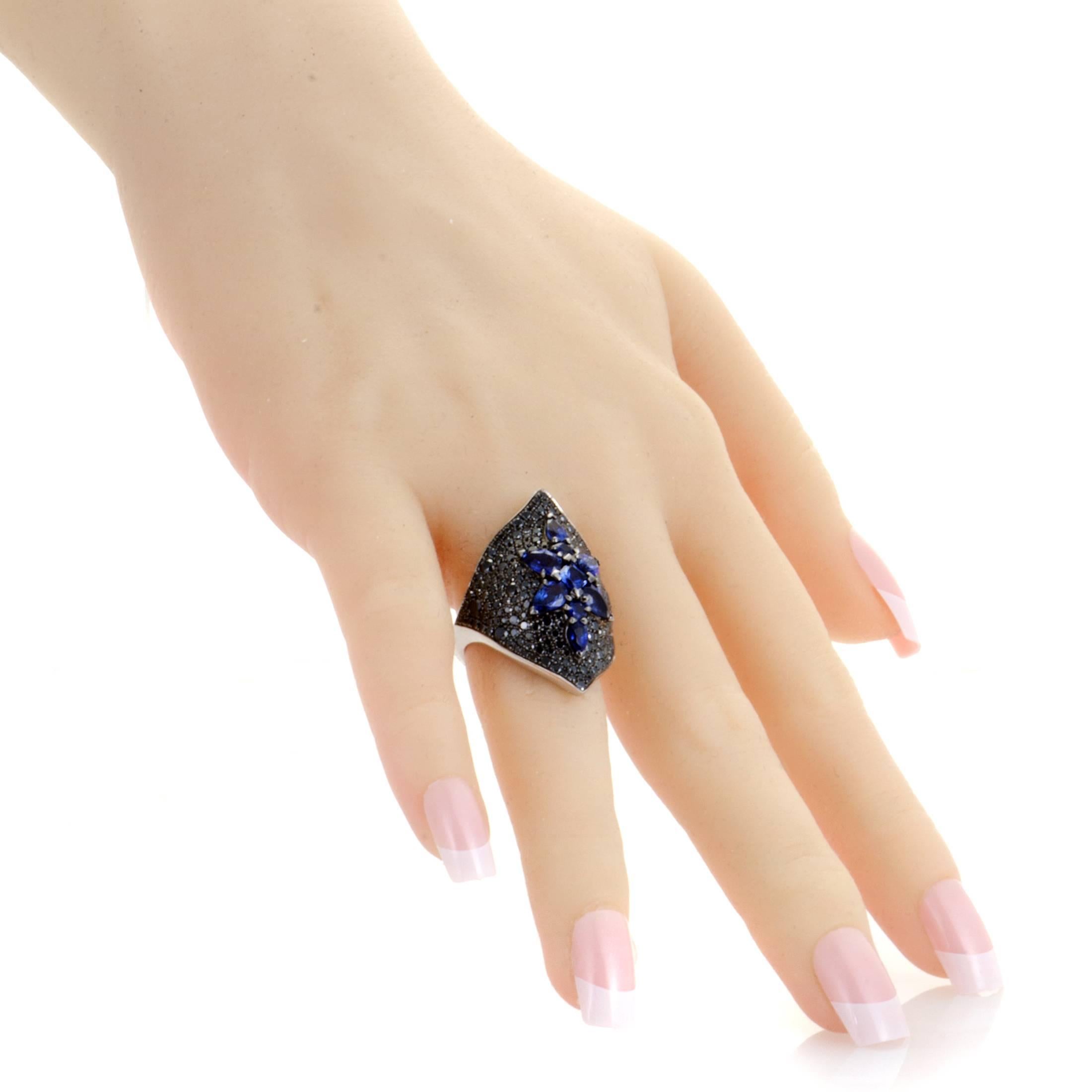 Women's Stephen Webster La Belle Époque Black Diamond and Sapphire White Gold Ring