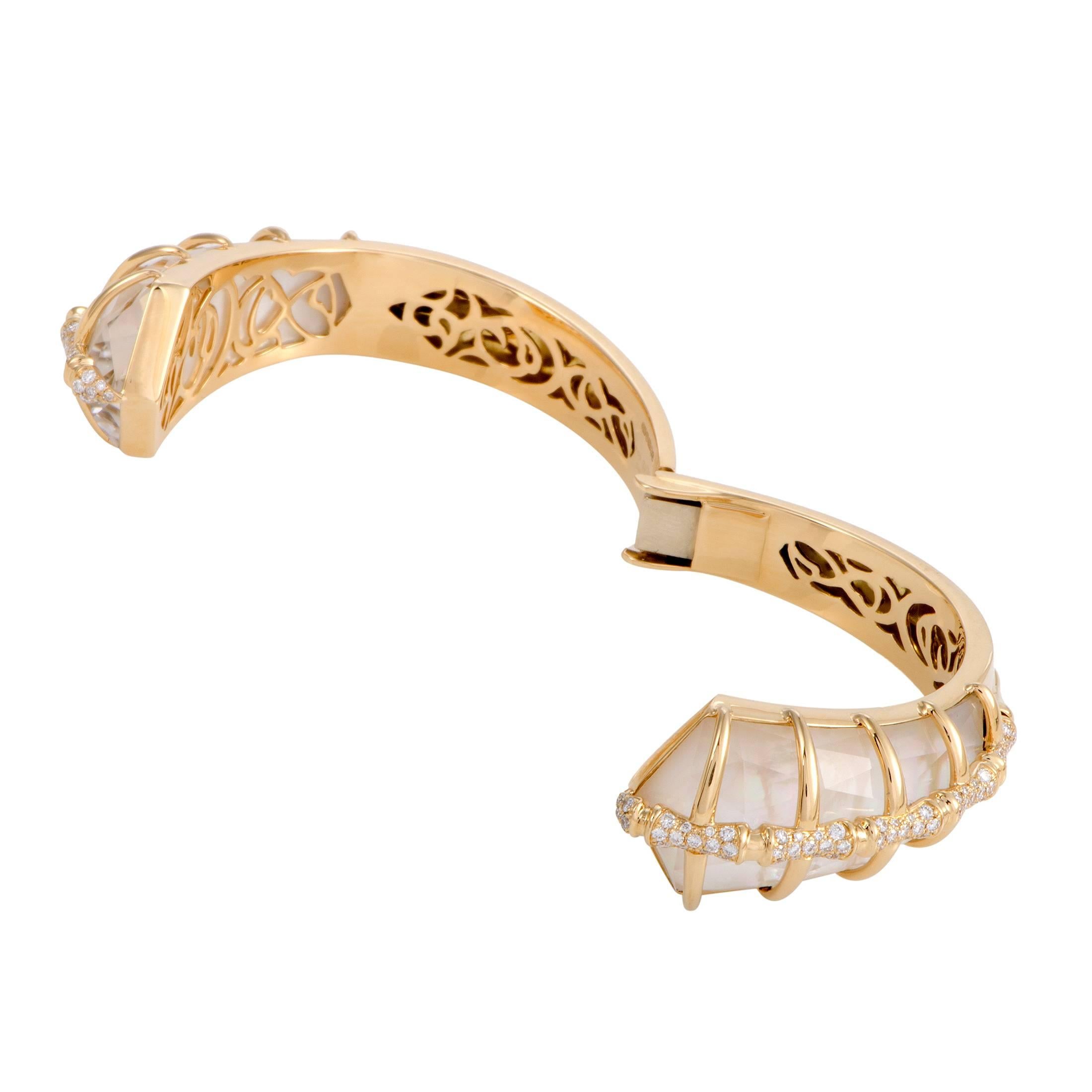 Women's Stephen Webster Jewels Verne Diamond Mother-of-Pearl and Quartz Gold Bangle