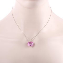 Chopard So Happy Floating Diamonds and Pink Crystal Heart Gold Pendant Necklace