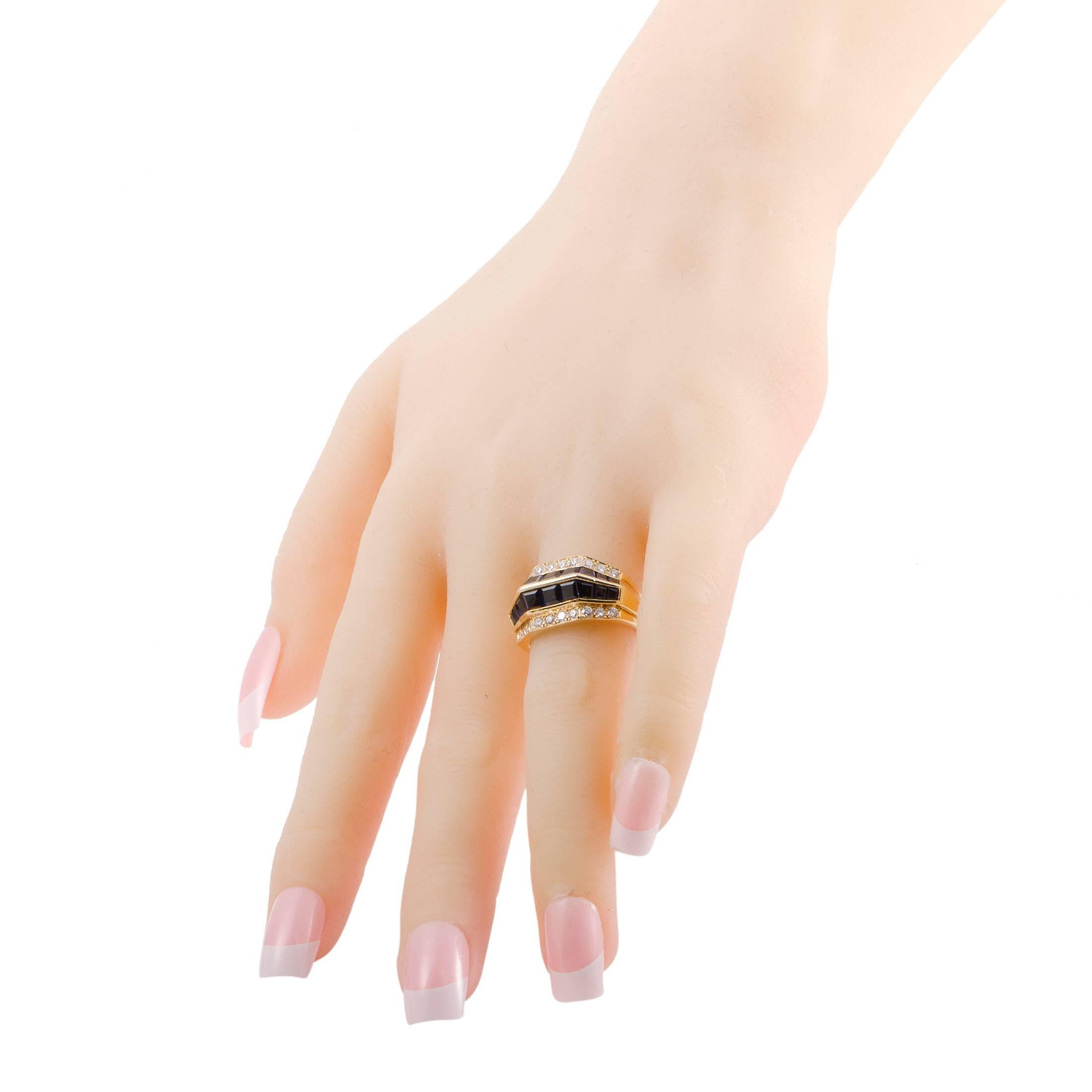 Women's Oscar Heyman Diamond and Sapphire Gold Ring
