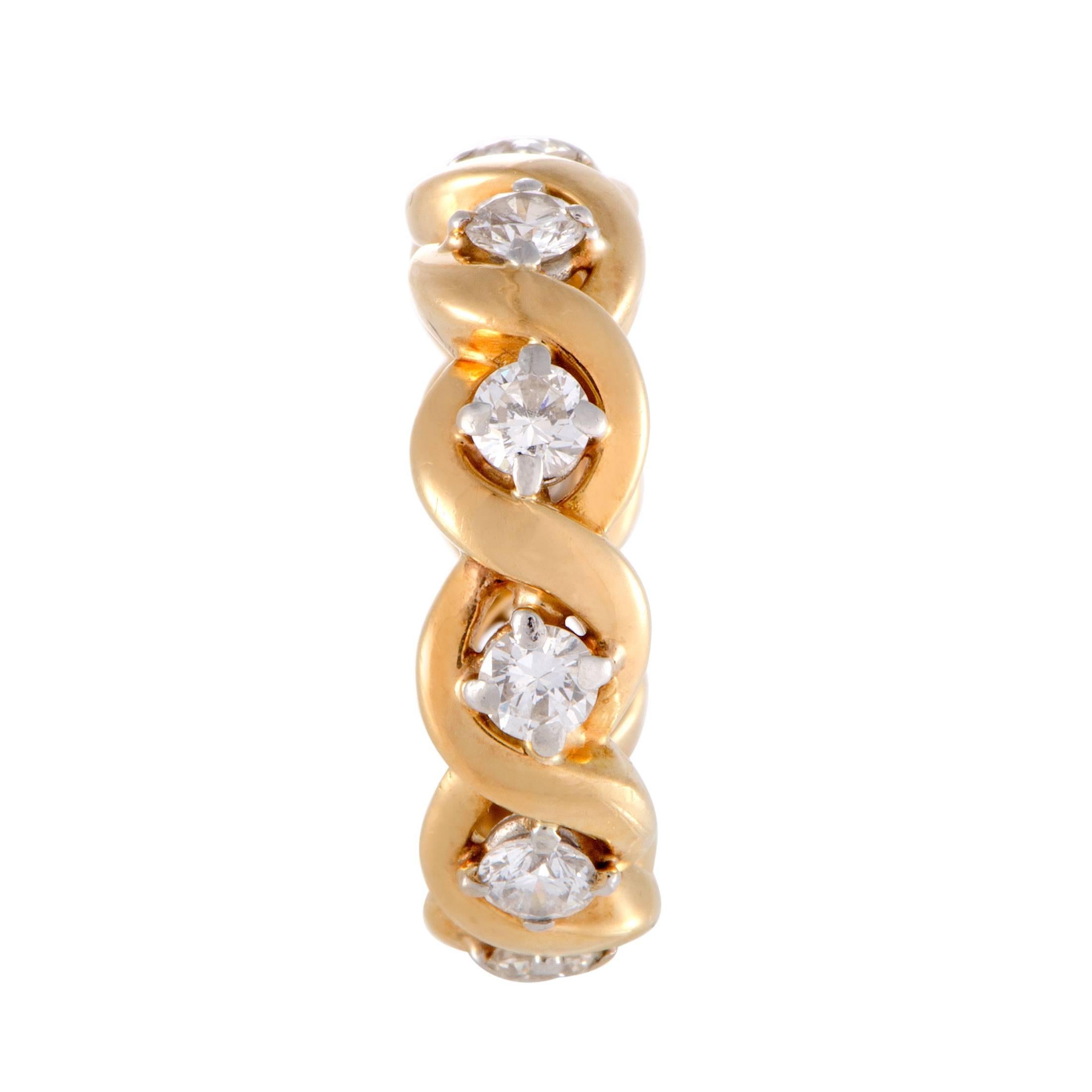 Oscar Heyman Diamond and Yellow Gold Eternity Band Ring In Excellent Condition In Southampton, PA