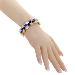 Tiffany & Co. Angela Cummings Lapis Onyx and Mother-of-Pearl Yellow Gold Bangle