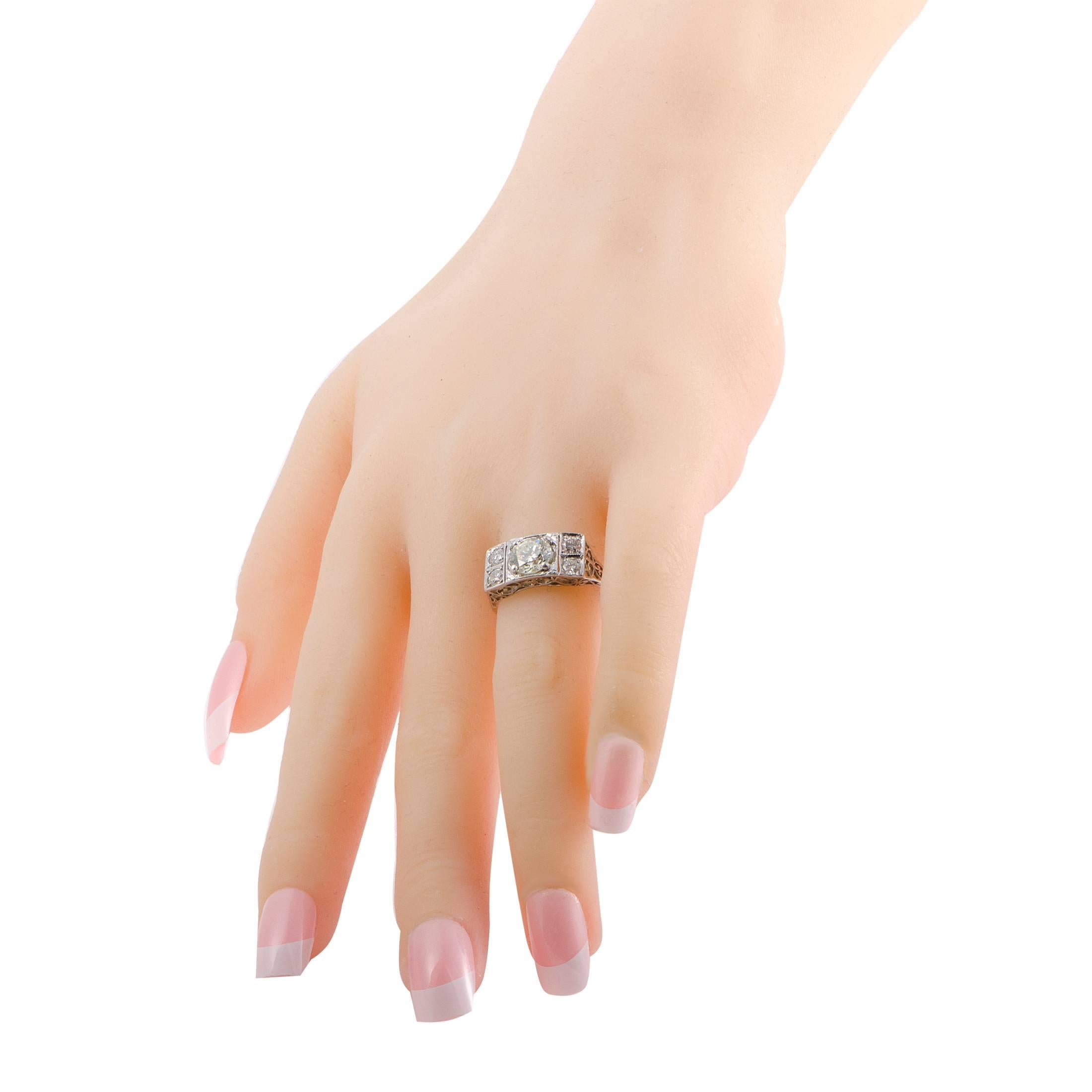 Women's Rectangular Diamond Platinum Ring
