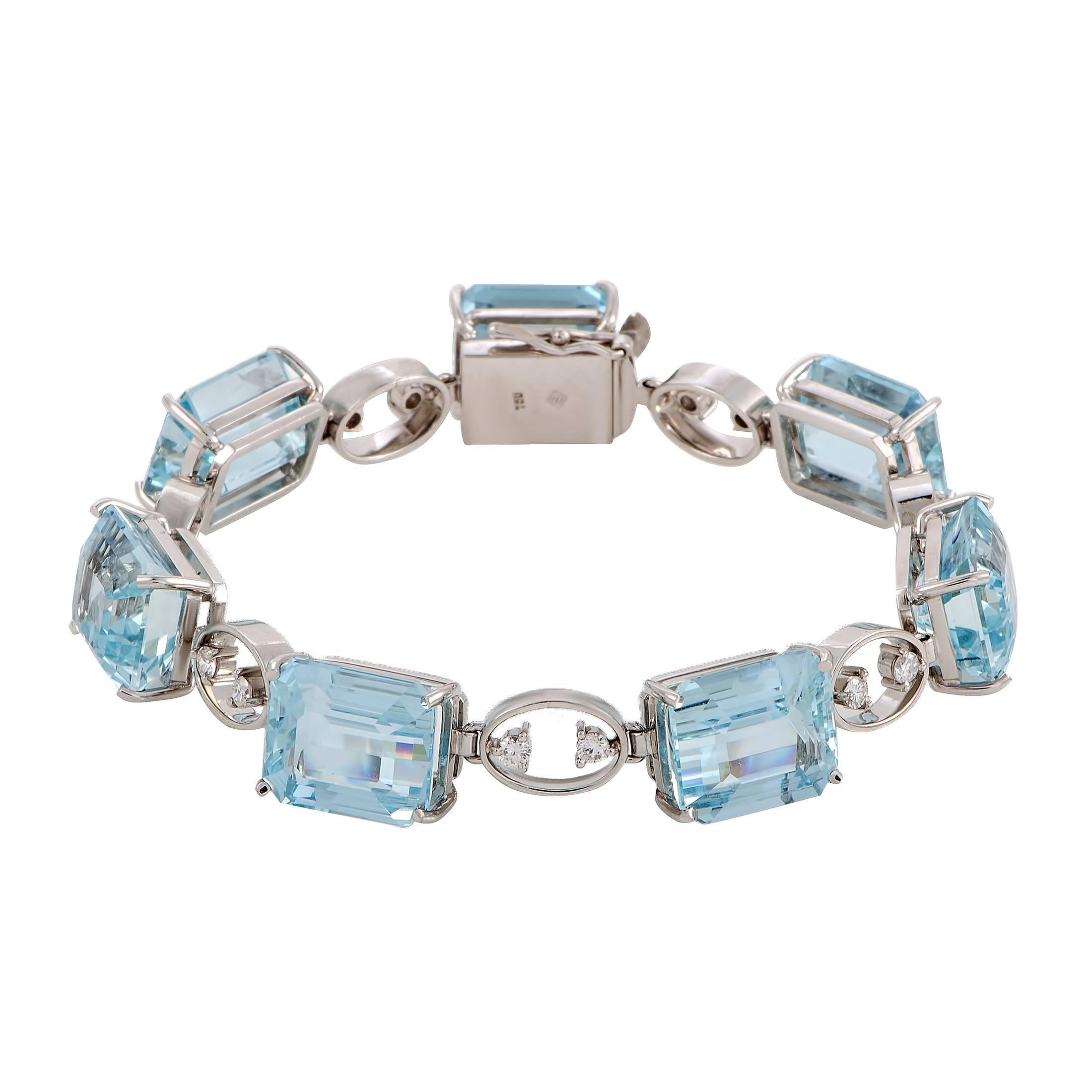 H. Stern Diamond and Aquamarine White Gold Bracelet