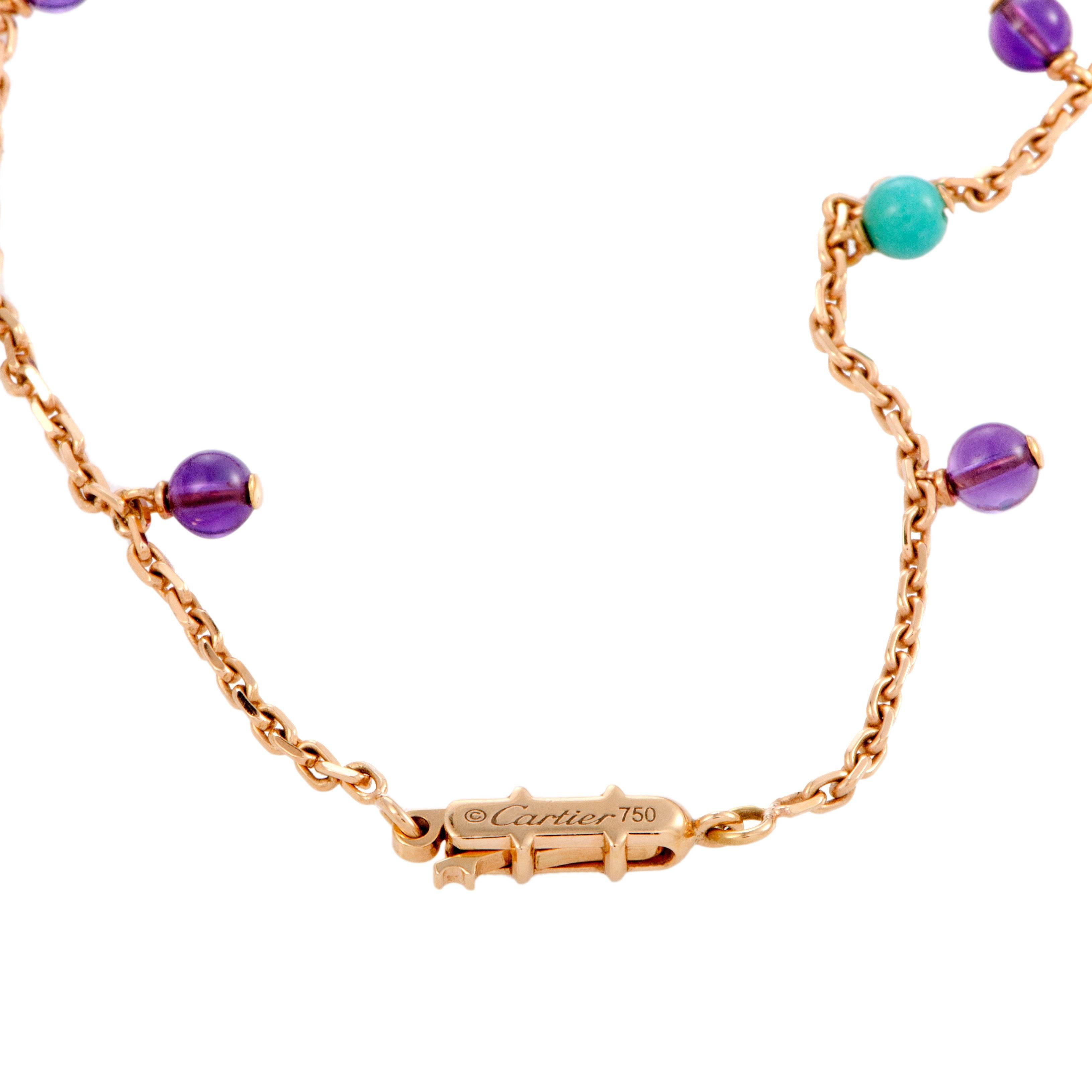 Cartier Delices de Goa Diamond Amethyst and Turquoise Rose Gold Jewelry Set 6