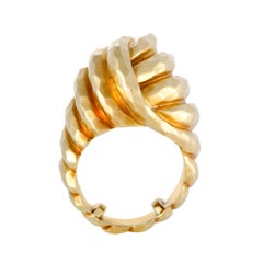 Henry Dunay Hammered Yellow Gold Twisted Ring