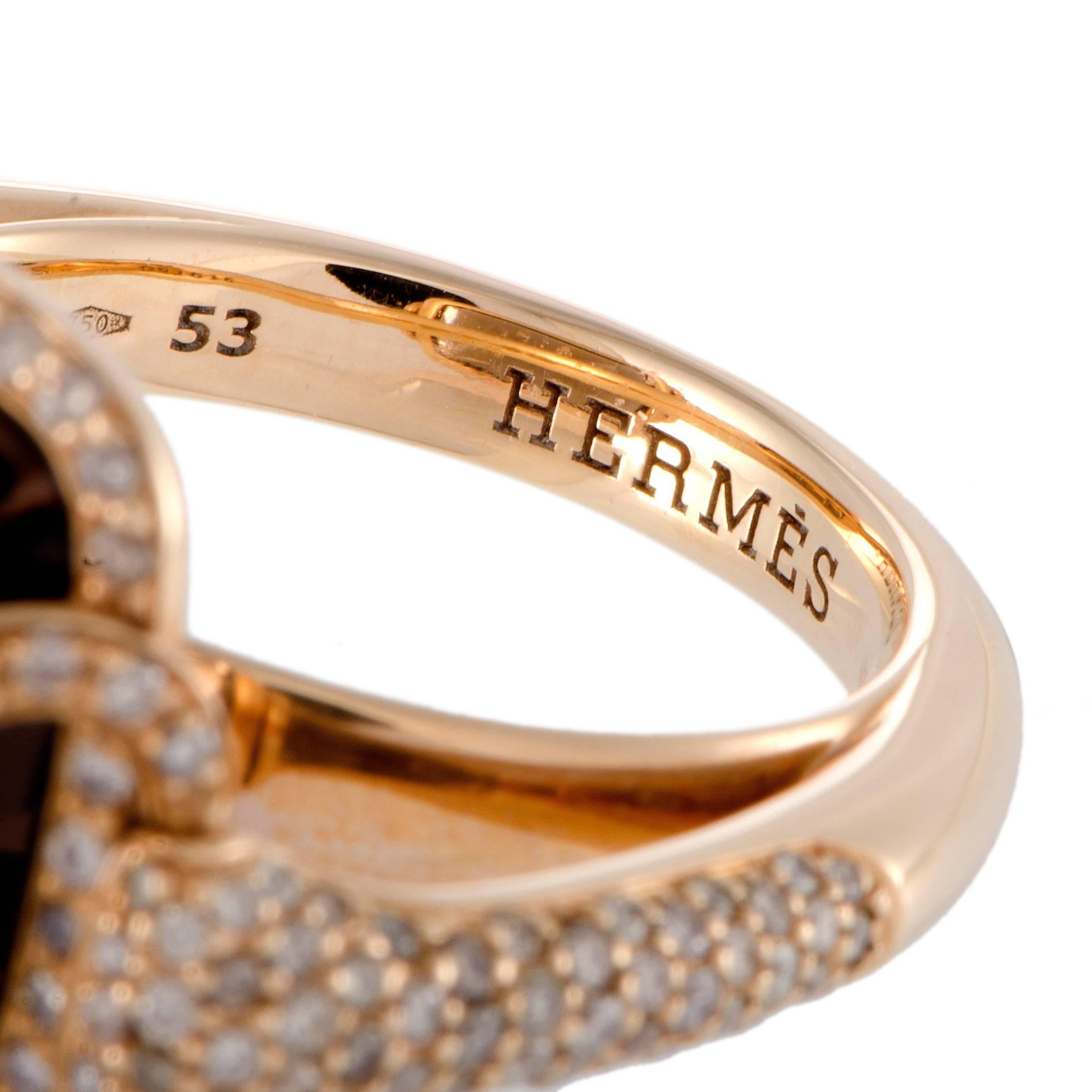 Women's Deux Anneaux Diamond and Smoky Quartz Rose Gold Ring