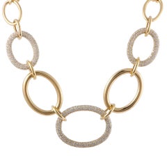 Remas Diamond Pave Large Oval Links Yellow Gold Collar Necklace