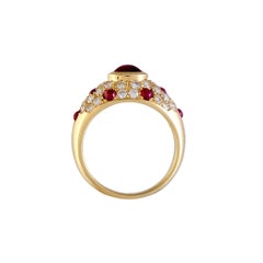 Cartier Diamond and Ruby Yellow Gold Dome Ring