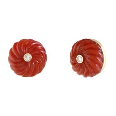 Cartier Diamond and Carnelian Yellow Gold Earrings