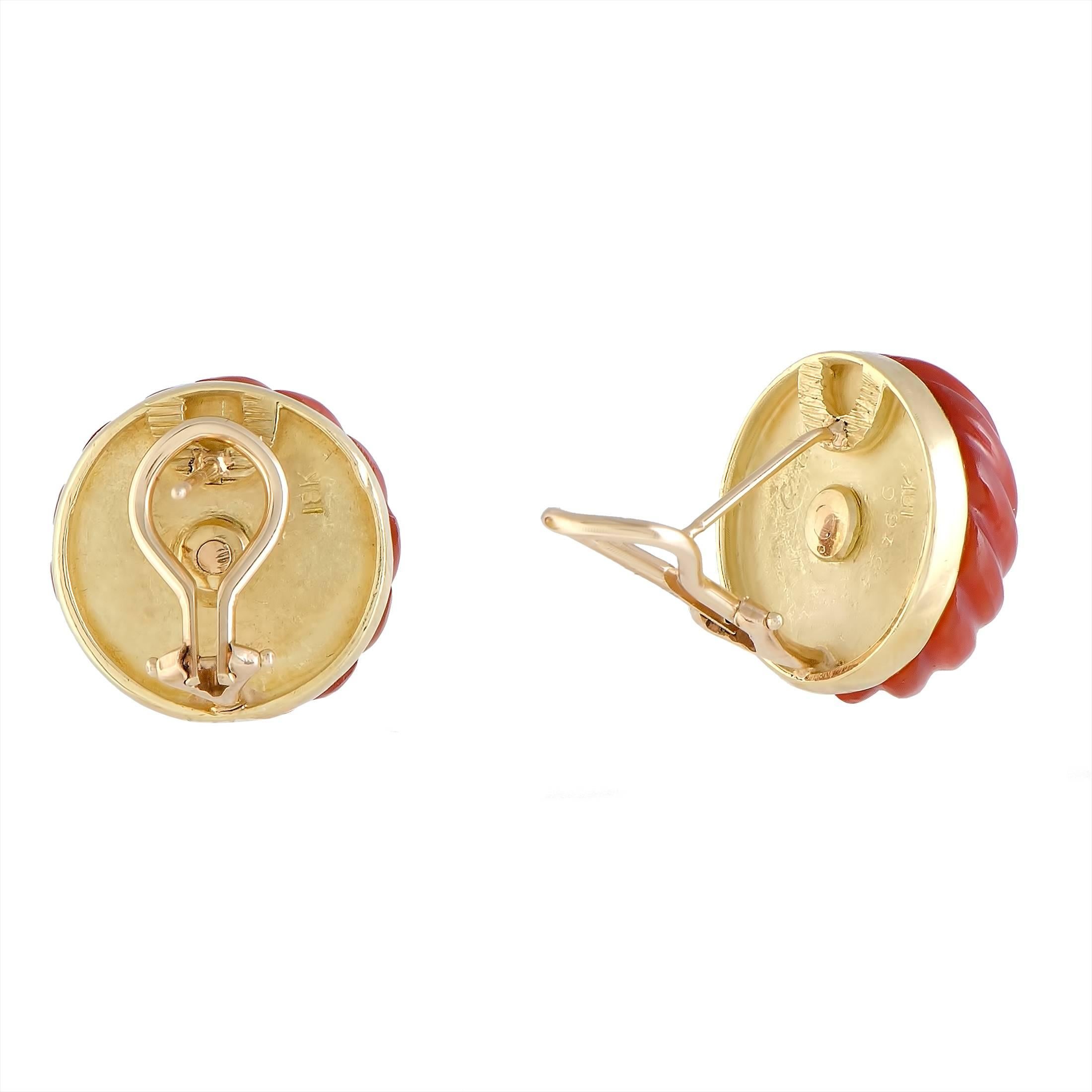 Cartier Diamond and Carnelian Yellow Gold Earrings In Excellent Condition In Southampton, PA