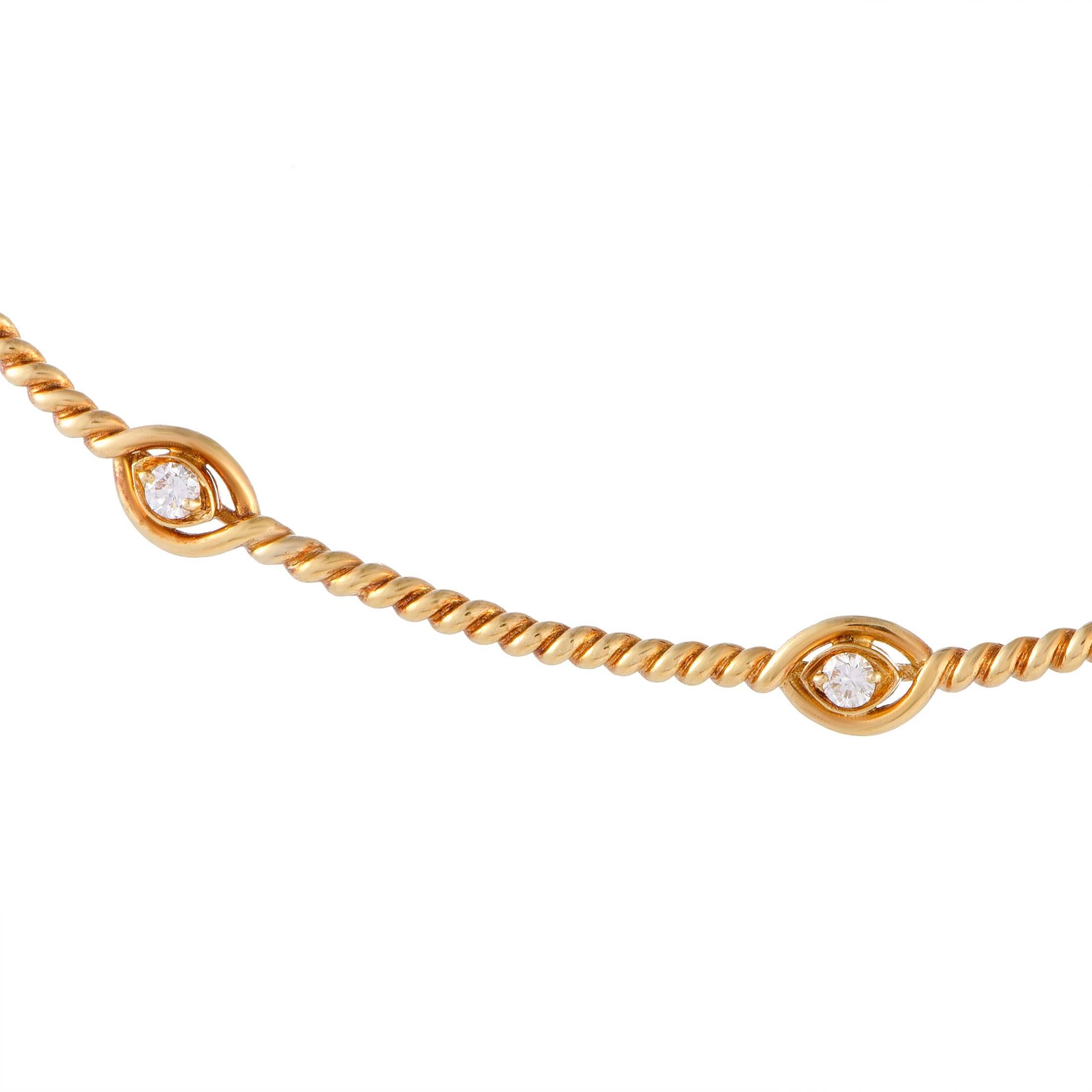 Women's Dior Diamond Yellow Gold Cable Necklace