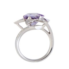 Chanel Comete Diamond and Amethyst 18K White Gold Ring